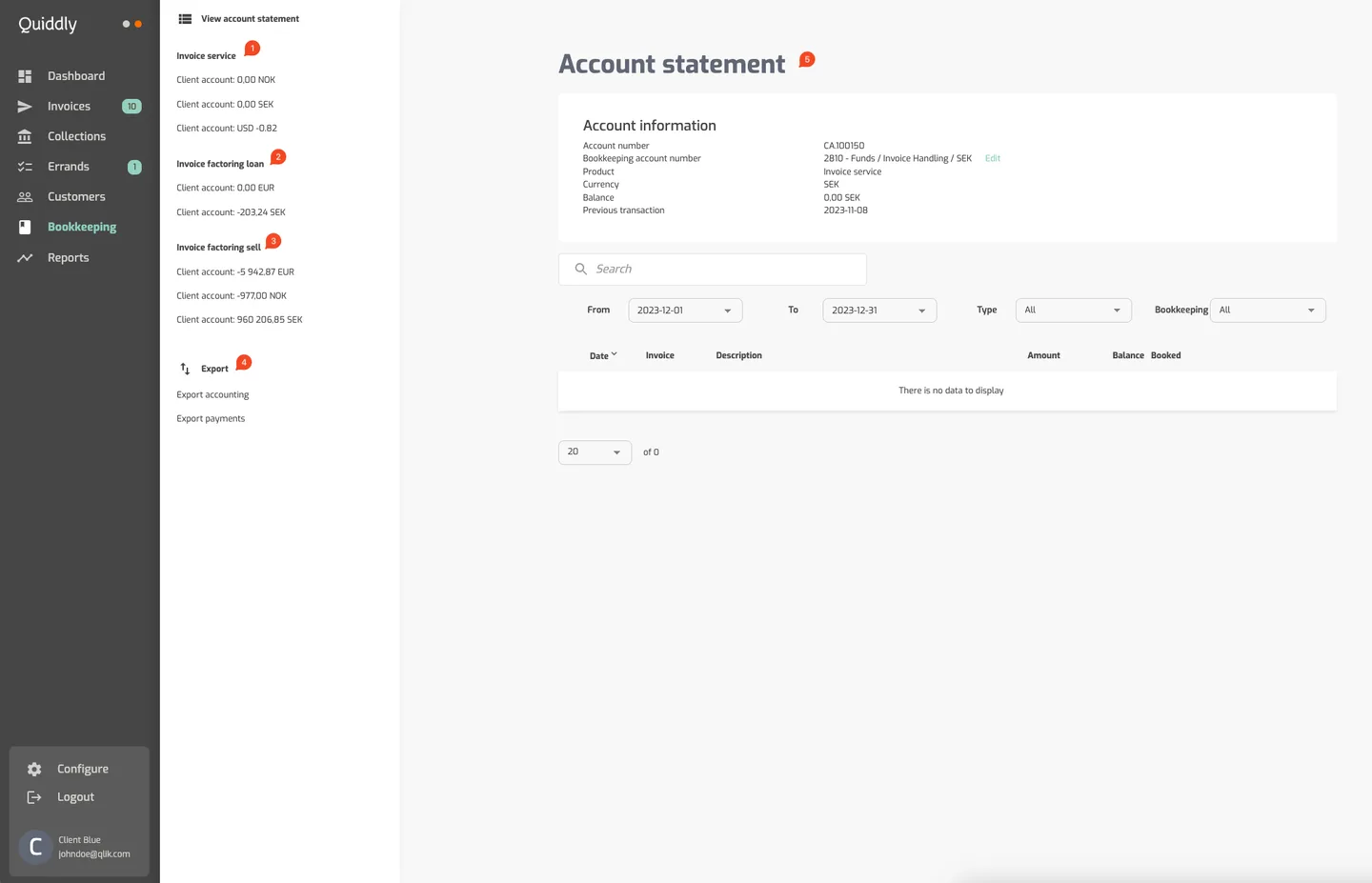 Work With Client Portal: Bookkeeping