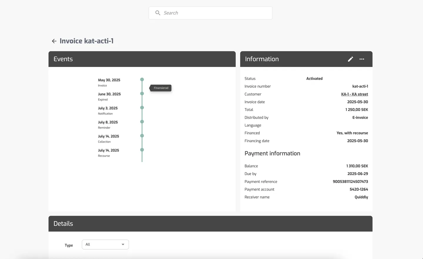 Invoice view