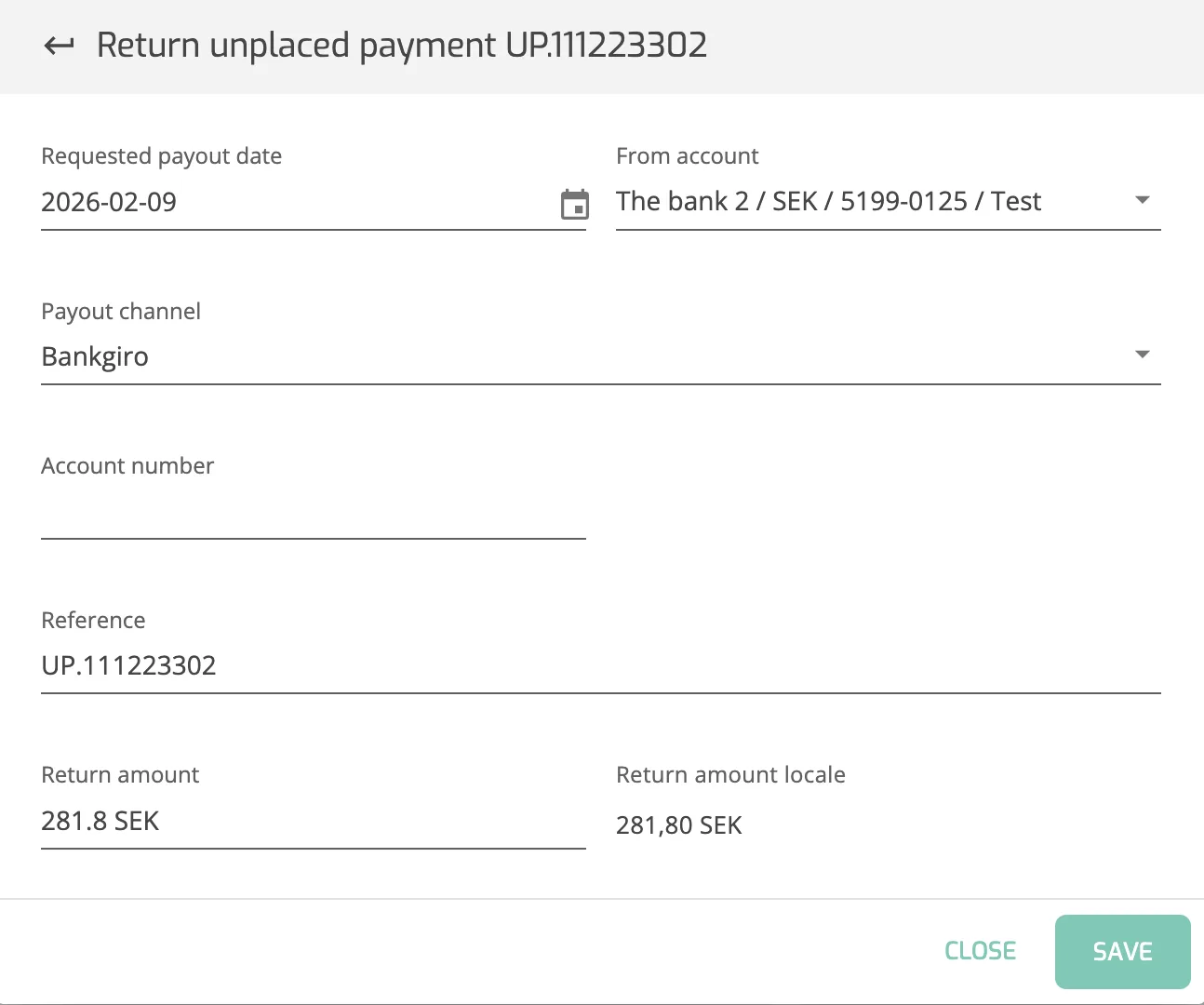 Way of Working – Unplaced Payments: Action 2 — Return