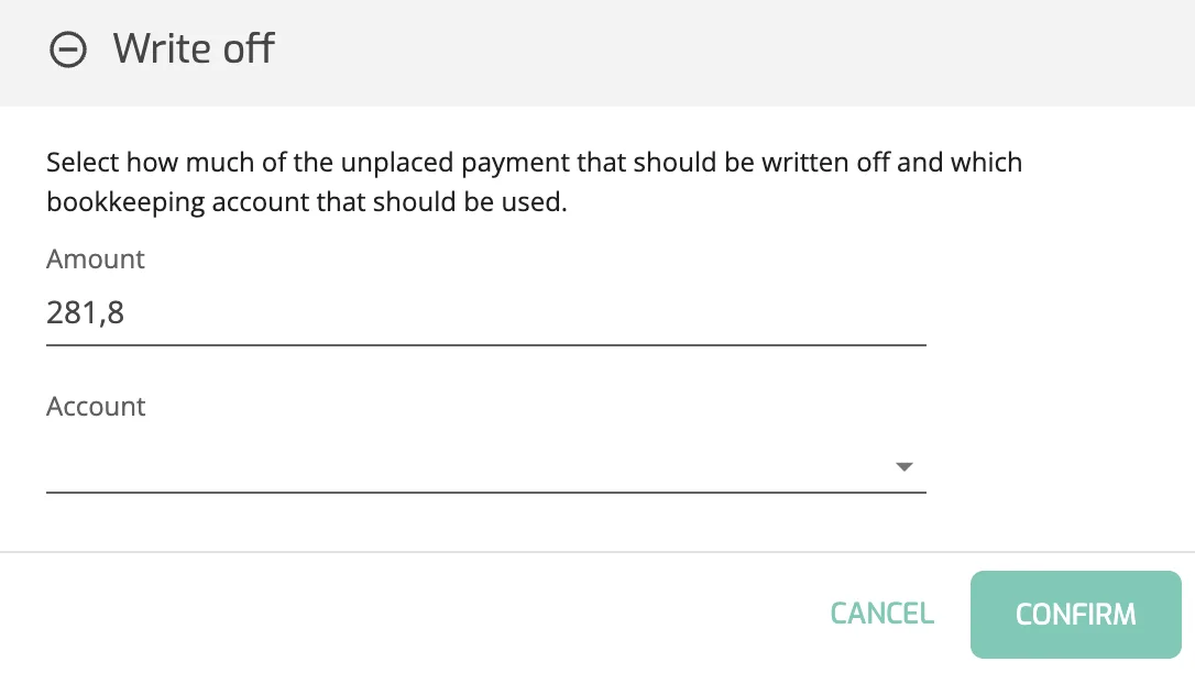 Way of Working – Unplaced Payments: Action 3 — Write Off
