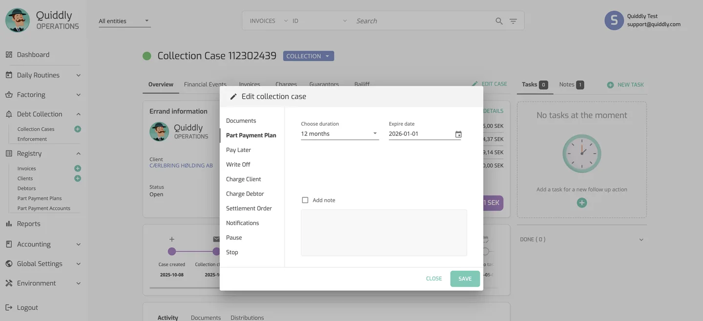 Collection case actions