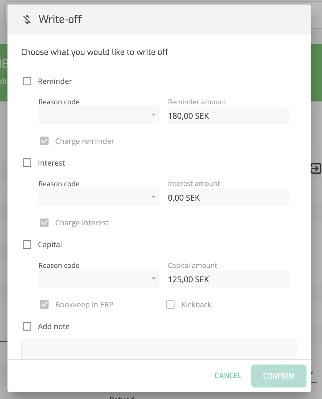 Factoring Processes: Write-off Invoice