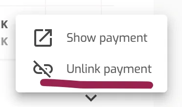 Invoice Actions: Unlink Payment