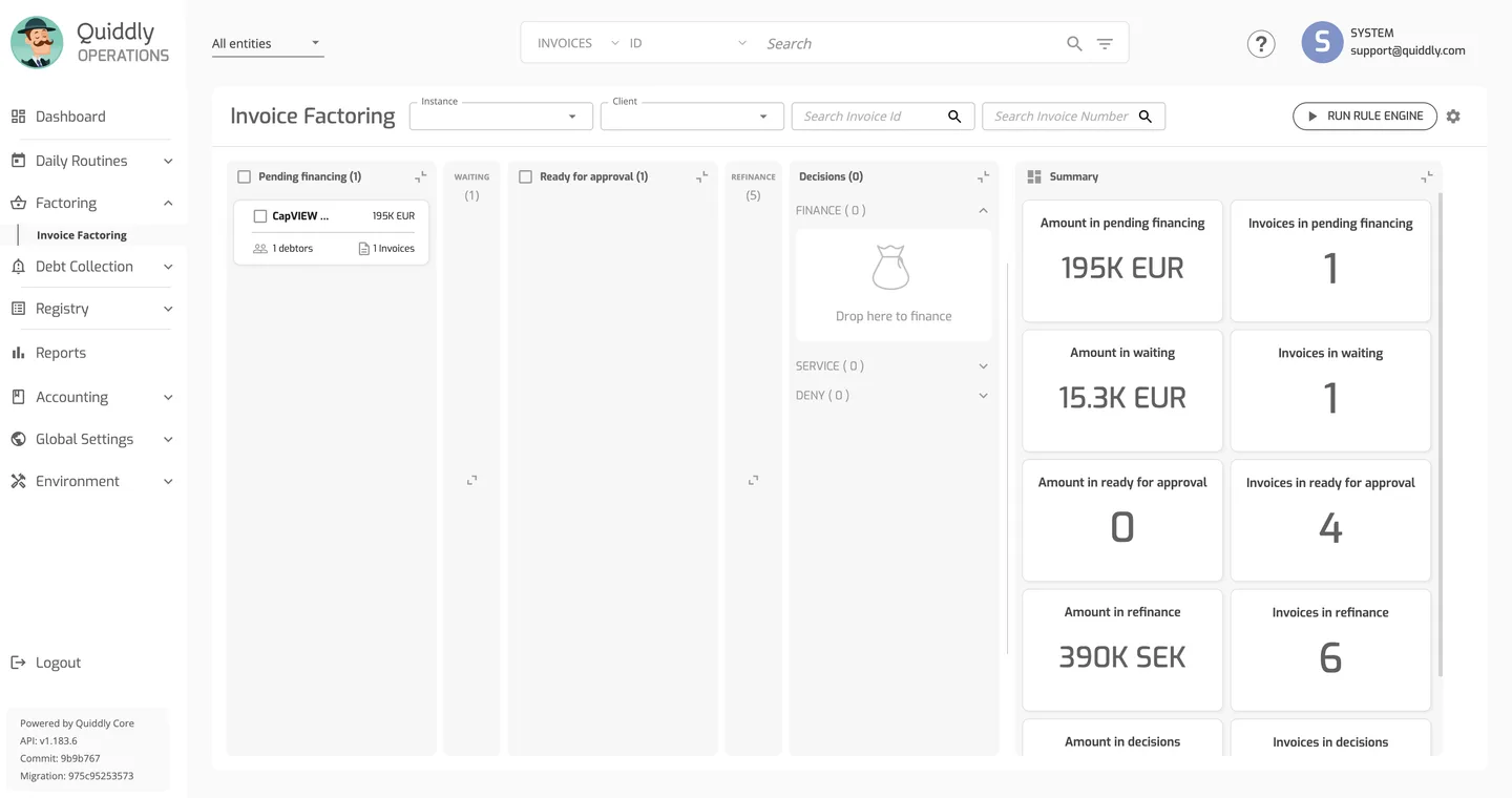 Invoice Factoring View