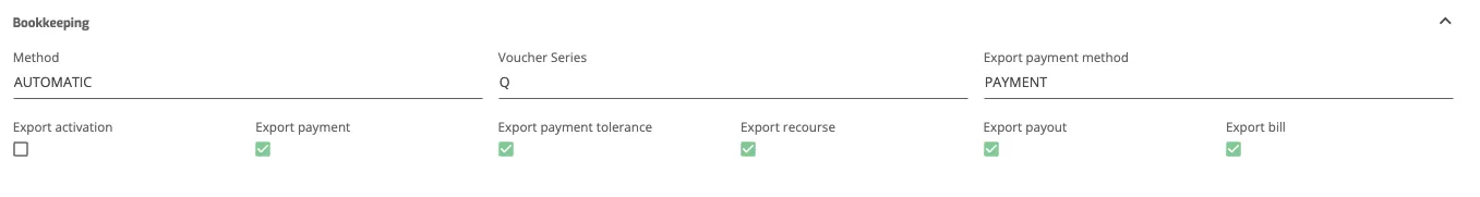 Onboard Client: Update Bookkeeping Export Settings