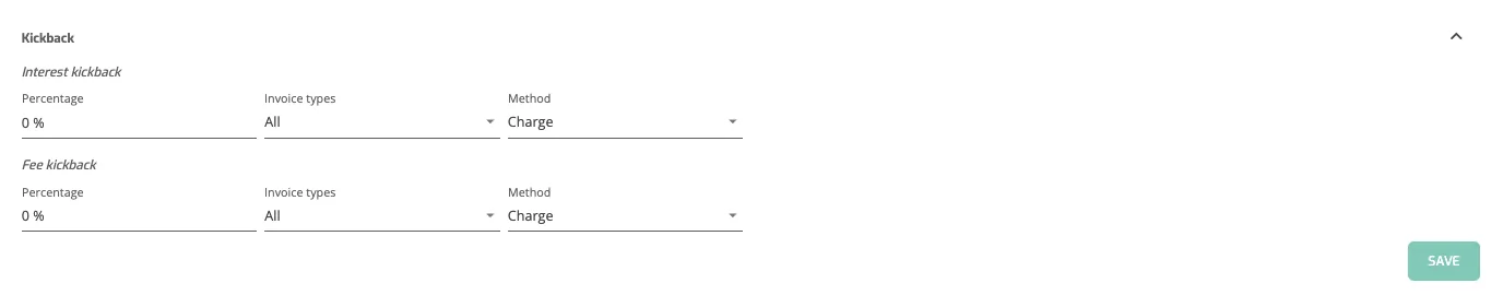 Onboard Client: Set Kickback for Reminder & Late Interest