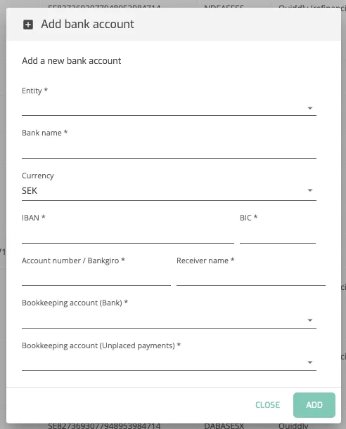Setup Bank Accounts: Add Bank Account