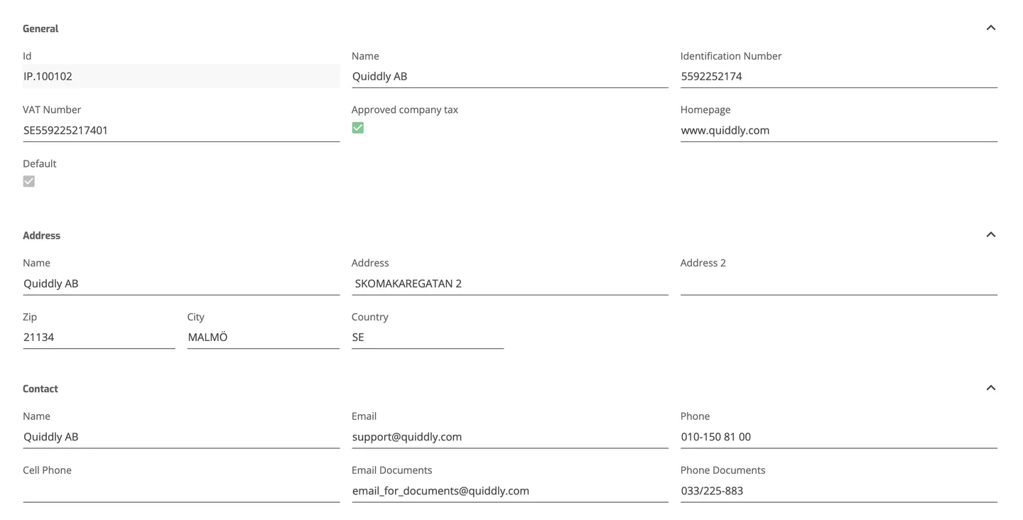 Setup Entities: General Settings
