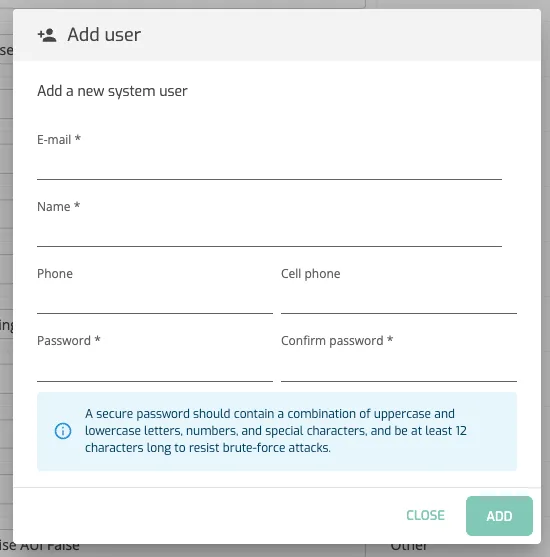Setup User Administration: Create User MANDATORY